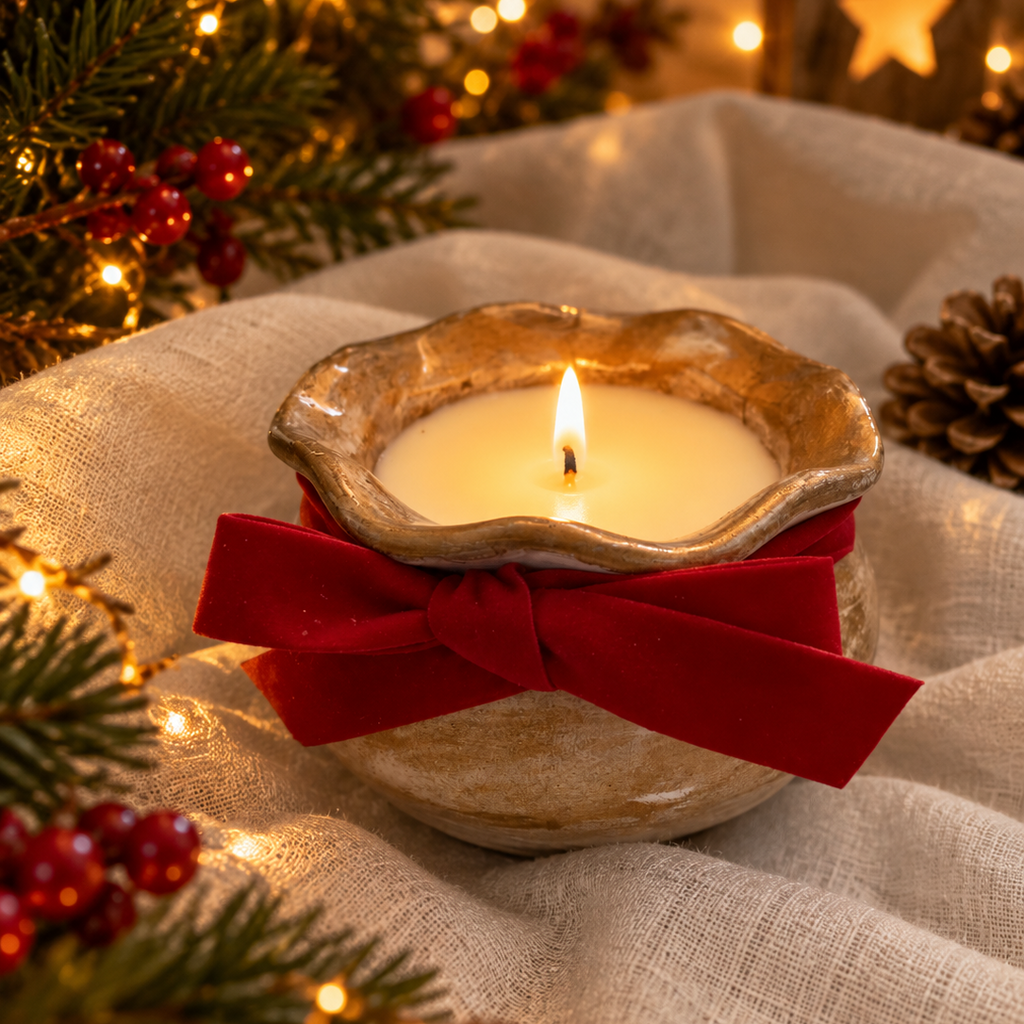 Candela Fiocco di Natale - Contenitore