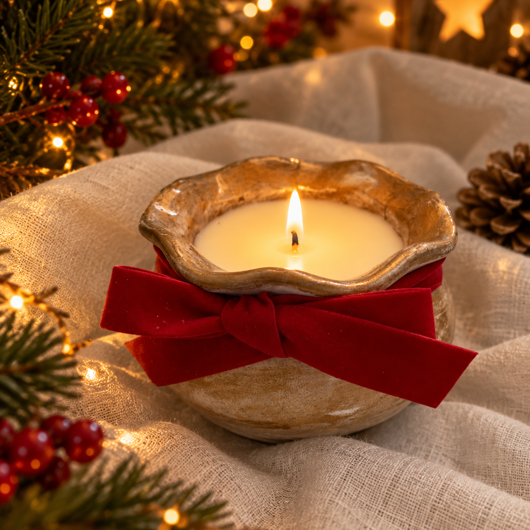 Candela Fiocco di Natale - Contenitore