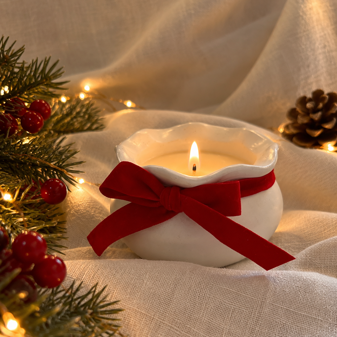 Candela Fiocco di Natale - Contenitore