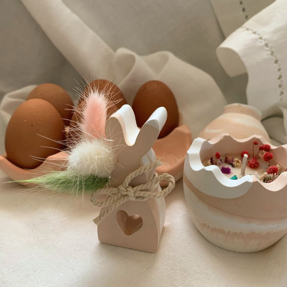 Box Pasqua – Porta Uova Decorativo con Candela Uovo e Coniglietto