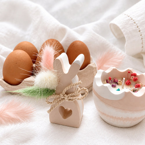 Box Pasqua – Porta Uova Decorativo con Candela Uovo e Coniglietto