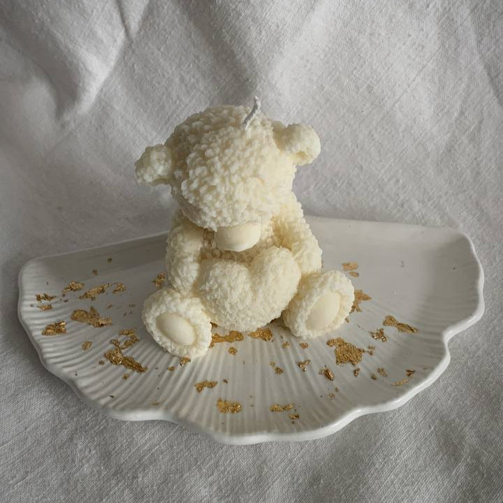 Candela Orso seduto con cuore in cera di soia – foto 4