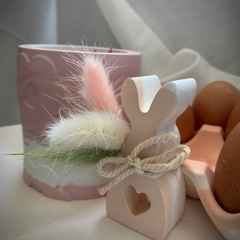 Box Pasqua Decorativa – Candela Fiorita, Coniglio e Porta Uova – foto 2