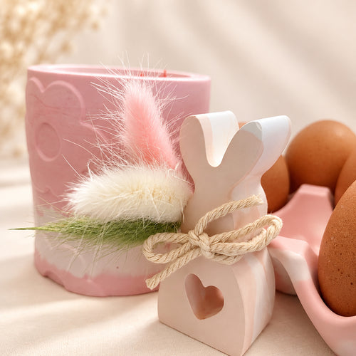 Box Pasqua Decorativa – Candela Fiorita, Coniglio e Porta Uova – foto 2
