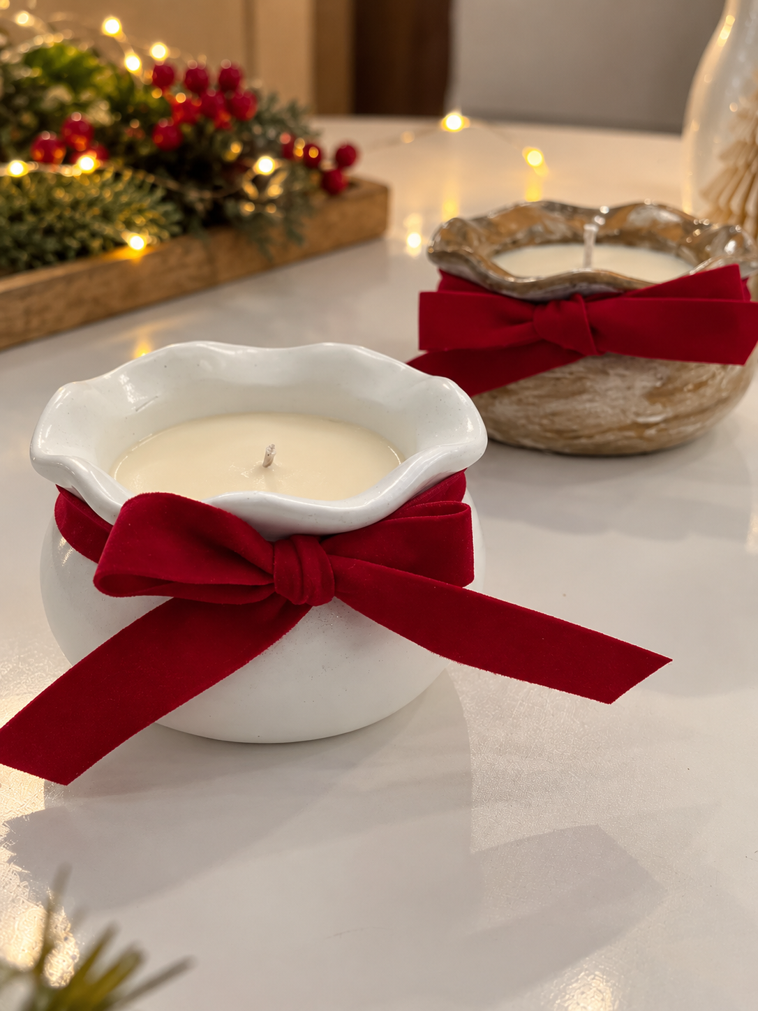 Candela Fiocco di Natale - Contenitore