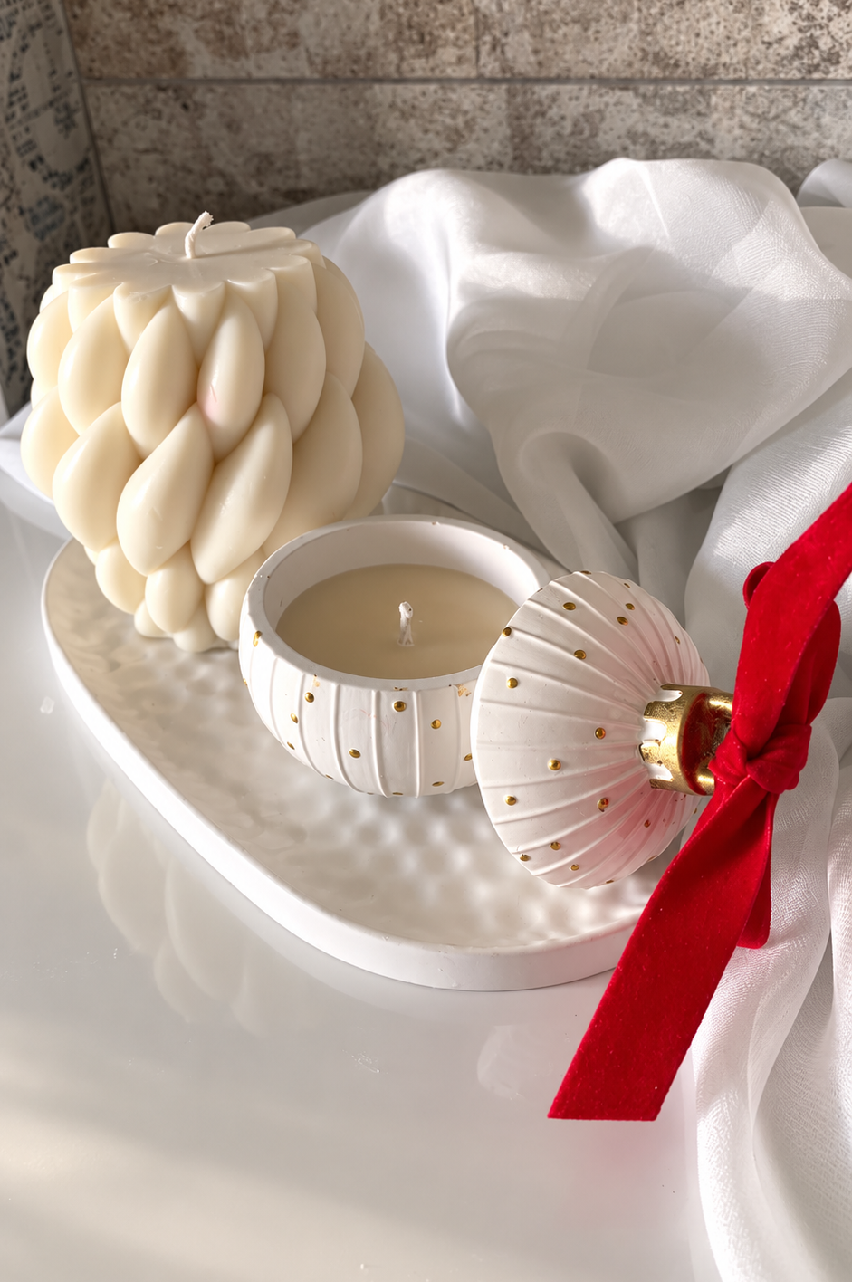 Box Natale con Pallina, Piatto Duna e Candela