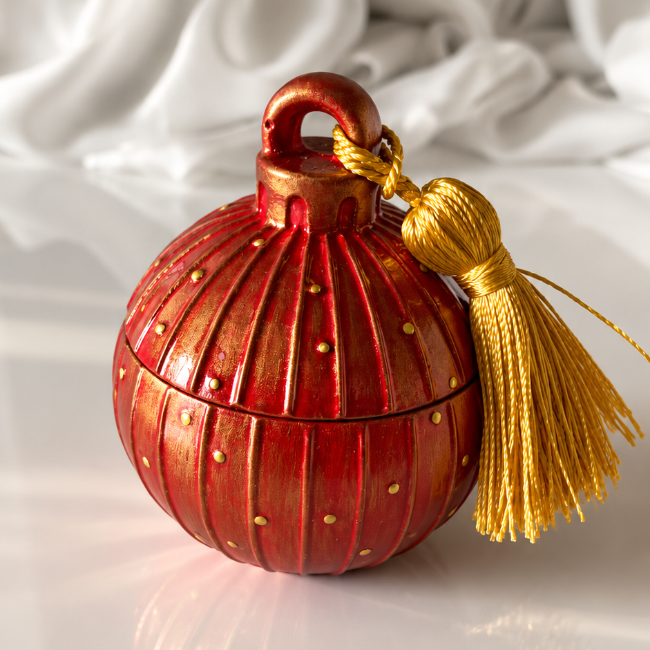 Pallina di Natale con Pois Dorati