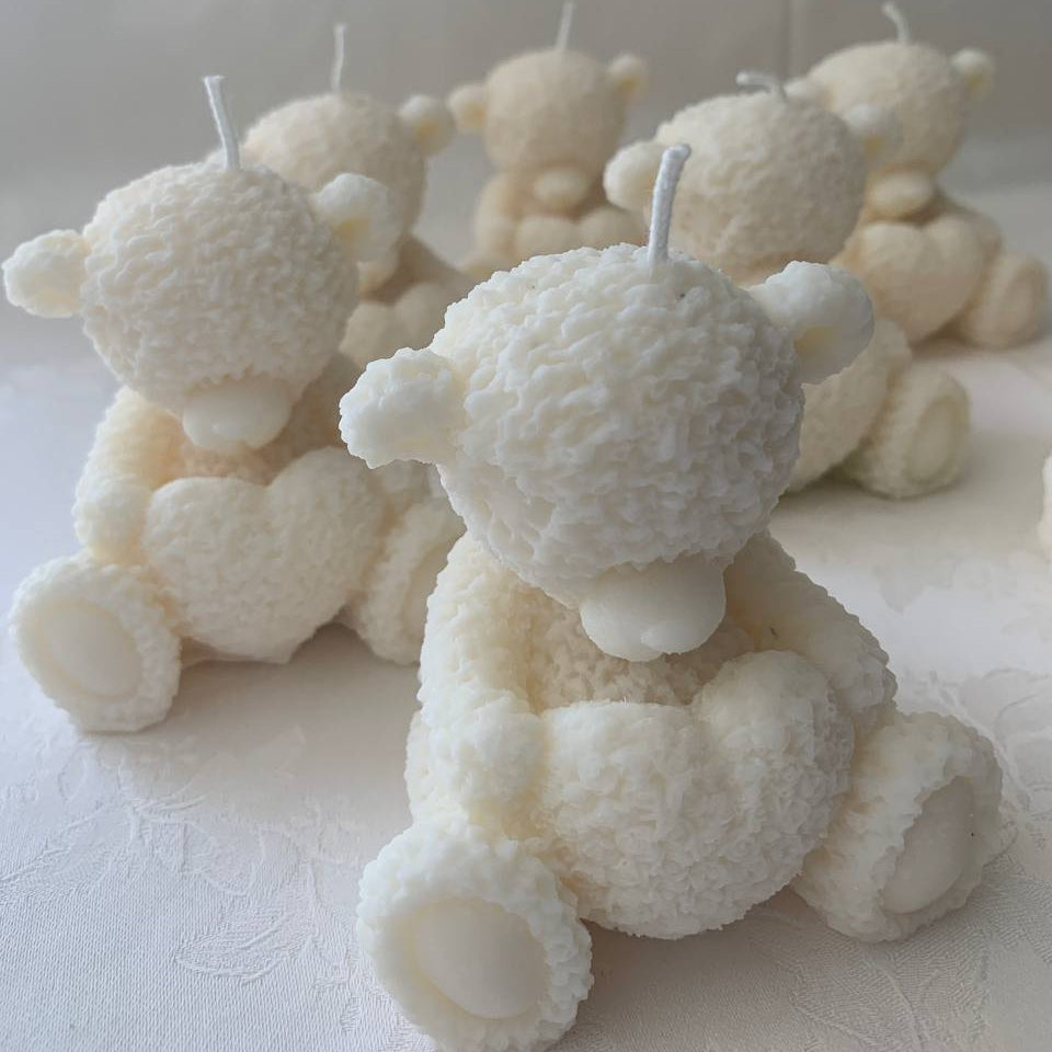 Orso Seduto con Cuore - Candela